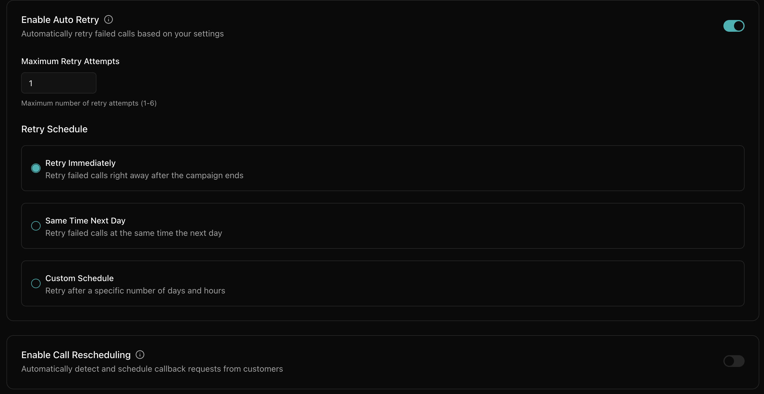 Auto-retry configuration