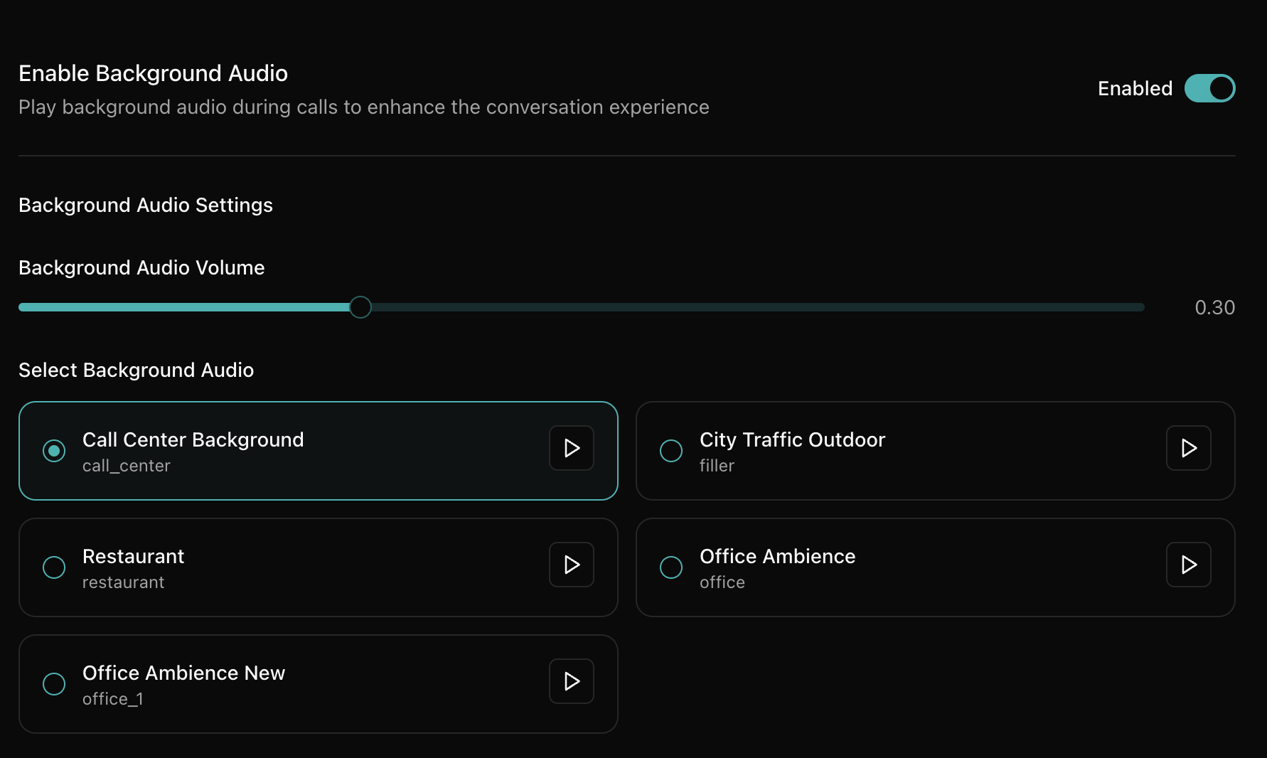 Background noise simulation
