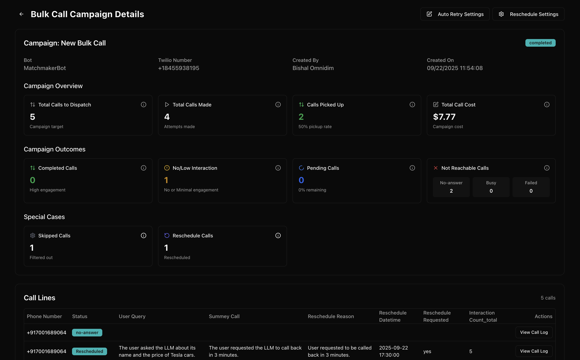Campaign management interface