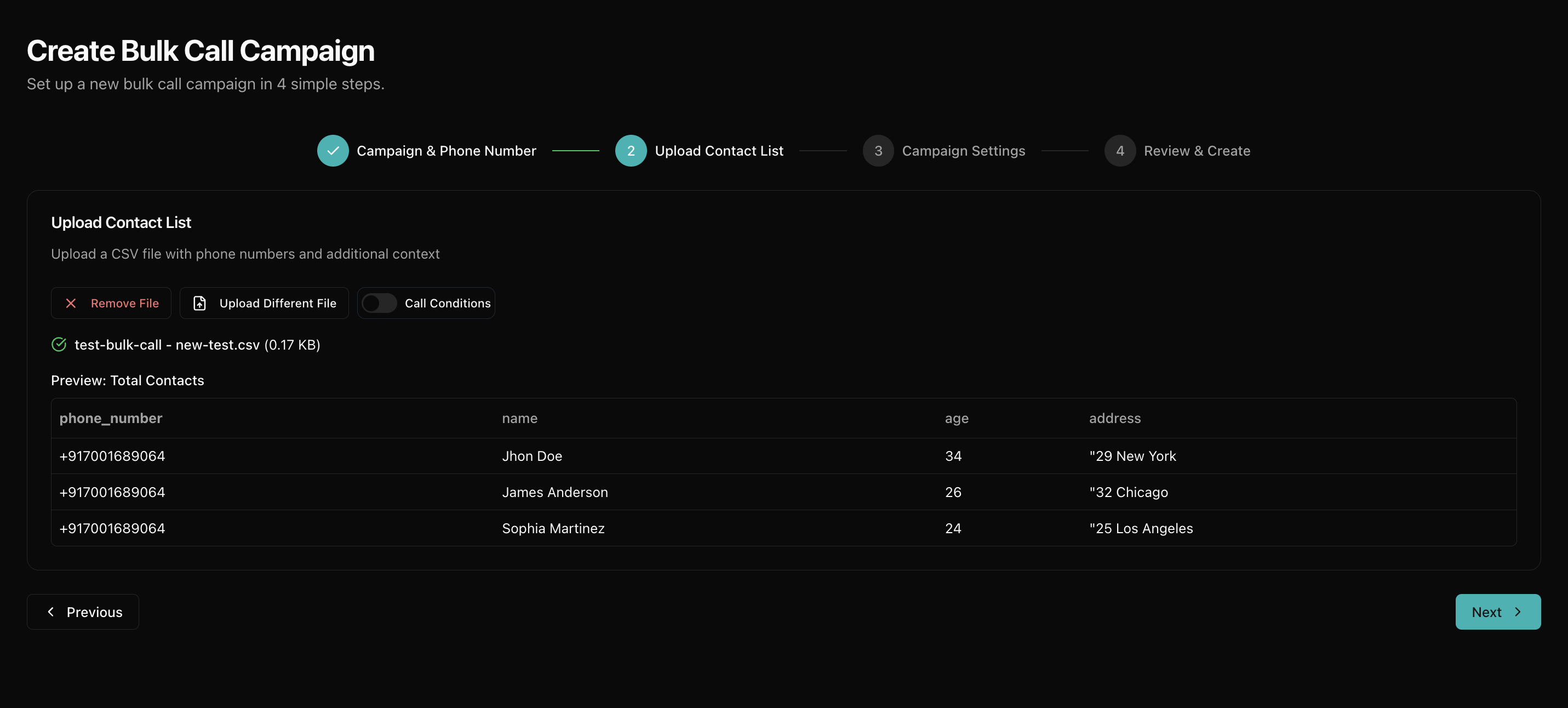 Step 2: Upload CSV