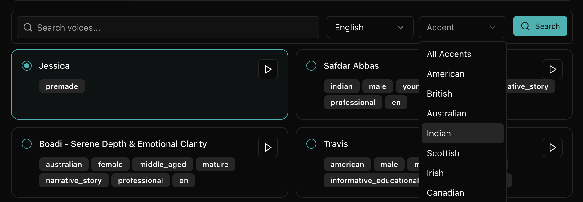 Voice selection