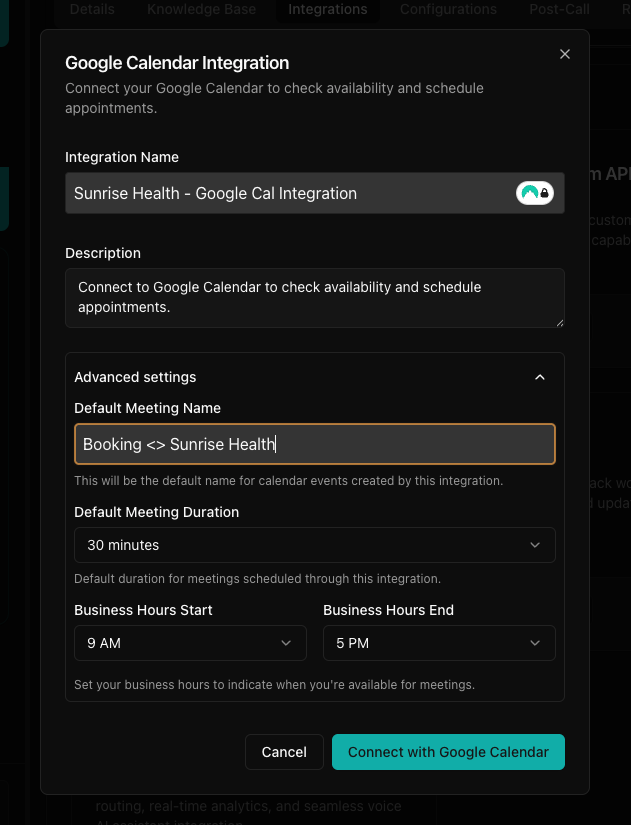 Adding Google Calendar integration