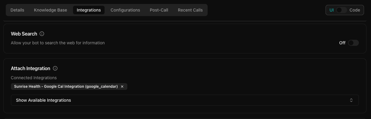 Attach integration view
