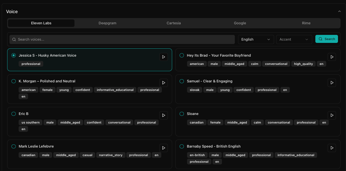 Setting up voice