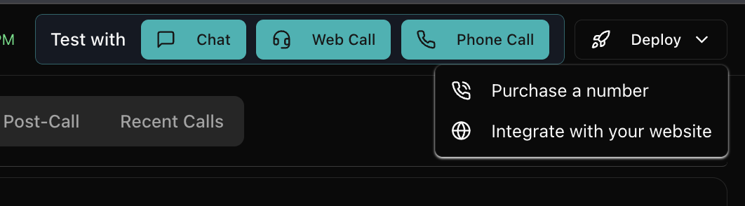 Deploy agent with phone number