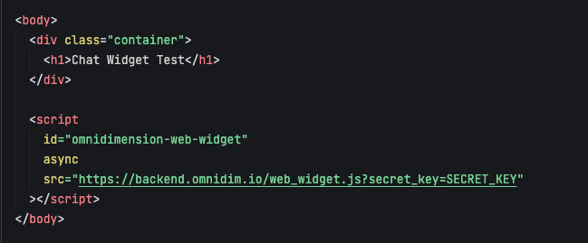Paste script into your site before closing body tag