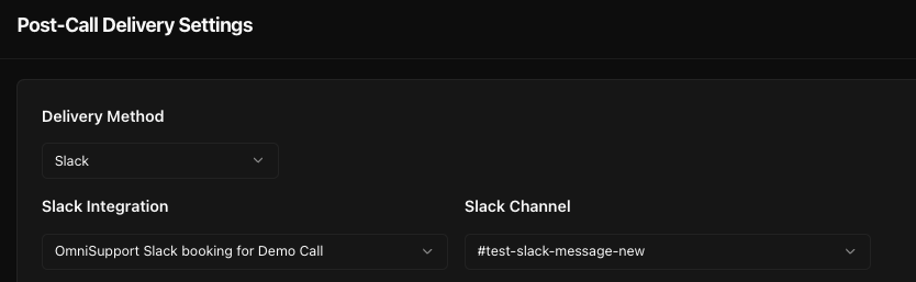 Slack post-call delivery