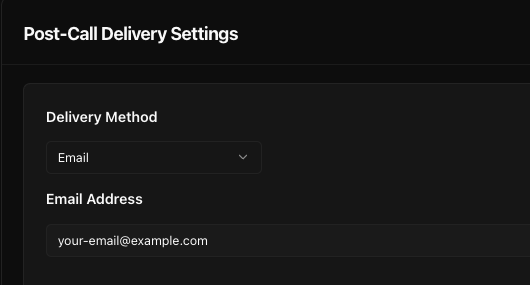 Email delivery configuration