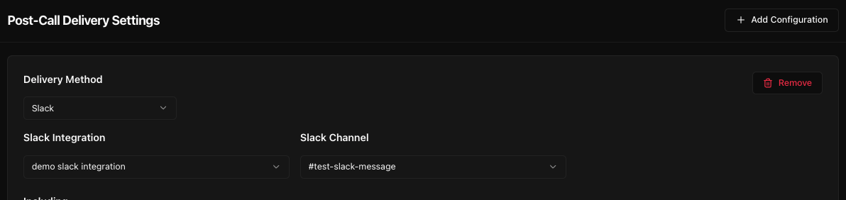 Slack integration configuration