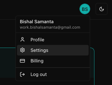Go to Settings page