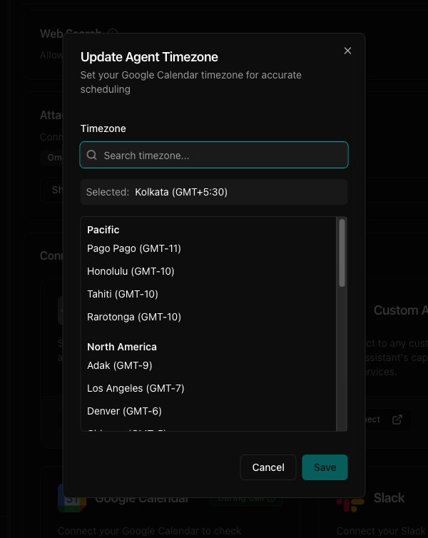 Update Timezone Modal