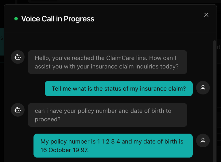 Web call testing interface