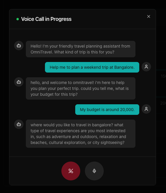 Web call testing interface