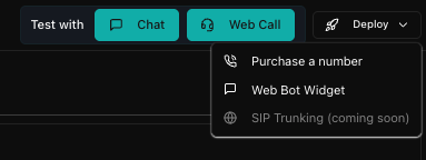 Click on Web Bot Widget from Deploy menu